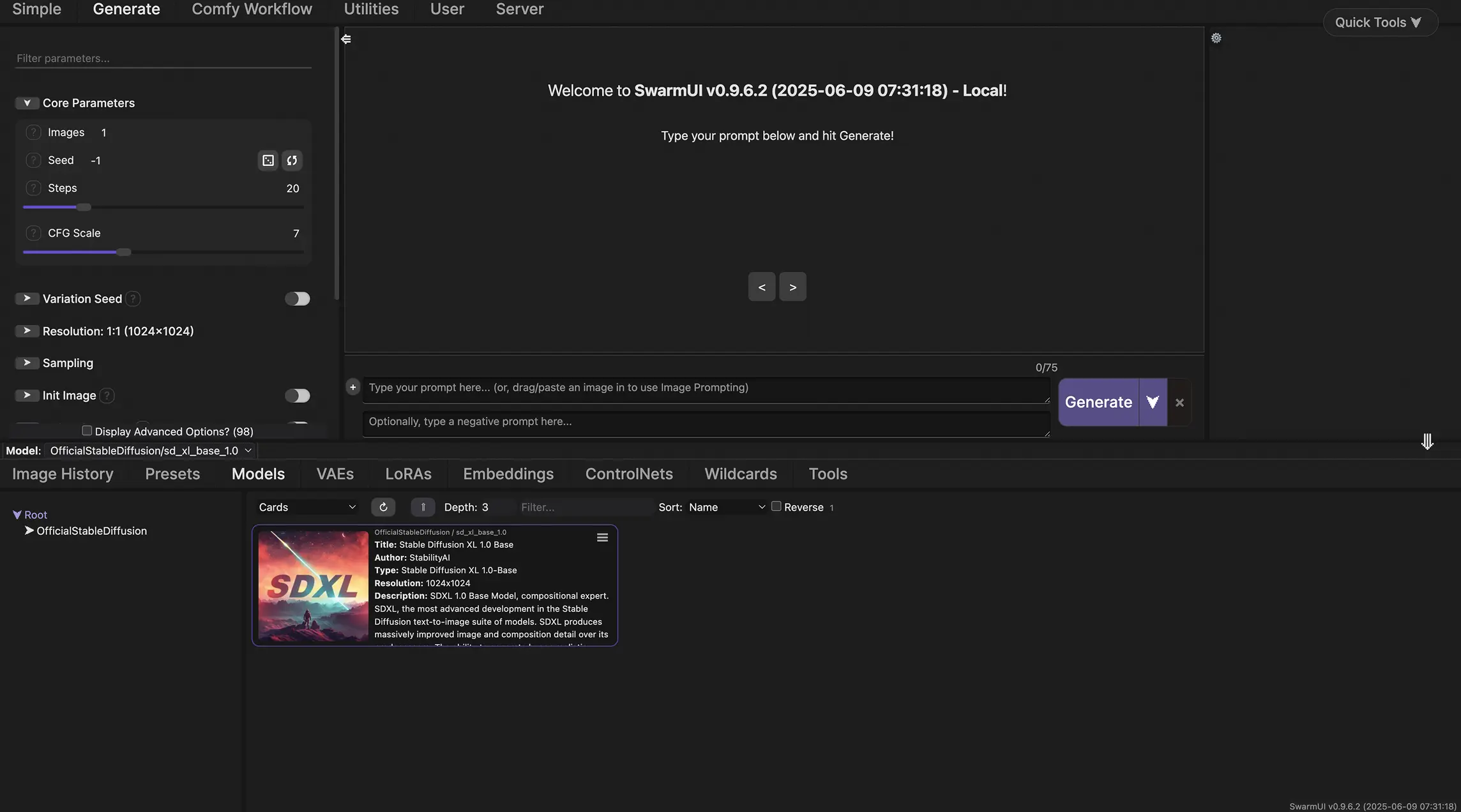 带有主动模型选择的comfyui工作窗口